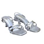 SHEYEL Women's Strappy Wrap Around Ankle Sandals, Silver Metallic, Kitten Heel, 2.75 inches - Image 2