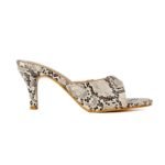 SHEYEL Women's Snake Print Kitten Heel Sandals, 2.75 inches heel, Beige and Black Pattern - Image 3