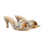 SHEYEL Women's Snake Print Kitten Heel Sandals, 2.75 inches heel, Beige and Black Pattern - Image 5