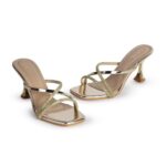 SHEYEL Women's Strappy Rhinestone Kitten Heel Sandals, Gold Metallic, Open Toe Mule, 2.75 inches - Image 4