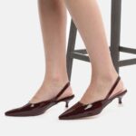 Nude Beige Synthetic Patent Heel Pumps For Women ( 2 Inch )