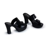 SHEYEL Women's Platform High Heel Mule Sandals, Double Strap, Block Heel, Black, 4 inches High Heel - Image 4