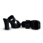 SHEYEL Women's Platform High Heel Mule Sandals, Double Strap, Block Heel, Black, 4 inches High Heel - Image 6