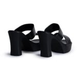 SHEYEL Women's Platform High Heel Mule Sandals, Double Strap, Block Heel, Black, 4 inches High Heel - Image 7
