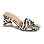 SHEYEL Women's Square Toe Block Heel | Stylish Slip-On Sandals in Black & Beige | Trendy, Casual, Office