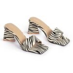 SHEYEL Women's Square Toe Block Heel | Stylish Slip-On Sandals in Black & Beige | Trendy, Casual, Office - Image 2