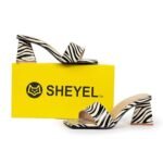 SHEYEL Women's Square Toe Block Heel | Stylish Slip-On Sandals in Black & Beige | Trendy, Casual, Office - Image 6
