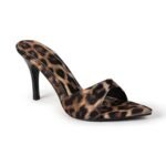 SHEYEL Women's Leopard Print Stiletto Heels | Stylish Open Toe Slip-On Sandals | 3.5 inches Heels