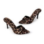 SHEYEL Women's Leopard Print Stiletto Heels | Stylish Open Toe Slip-On Sandals | 3.5 inches Heels - Image 3