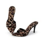 SHEYEL Women's Leopard Print Stiletto Heels | Stylish Open Toe Slip-On Sandals | 3.5 inches Heels - Image 6