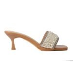 SHEYEL Women's Pearl and Rhinestone Embellished Tan Heeled Sandals,2.5-inch - Image 5