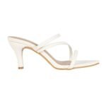 SHEYEL Women's White Pointed Toe Strappy Sandals | 3-Inch Heels | Elegant Slip-On for Party, Office & Casual Wear