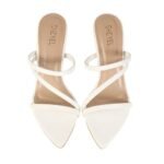 SHEYEL Women's White Pointed Toe Strappy Sandals | 3-Inch Heels | Elegant Slip-On for Party, Office & Casual Wear - Image 4