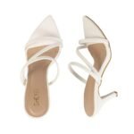 SHEYEL Women's White Pointed Toe Strappy Sandals | 3-Inch Heels | Elegant Slip-On for Party, Office & Casual Wear - Image 5