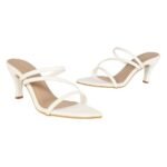 SHEYEL Women's White Pointed Toe Strappy Sandals | 3-Inch Heels | Elegant Slip-On for Party, Office & Casual Wear - Image 6