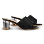 SHEYEL Women's Black Mule Sandals with Clear Perspex Heel, 2.75 Inches Heel - Image 4