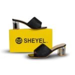 SHEYEL Women's Black Mule Sandals with Clear Perspex Heel, 2.75 Inches Heel - Image 5