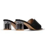 SHEYEL Women's Black Mule Sandals with Clear Perspex Heel, 2.75 Inches Heel - Image 6