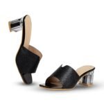 SHEYEL Women's Black Mule Sandals with Clear Perspex Heel, 2.75 Inches Heel - Image 7