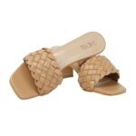 SHEYEL Women’s Block Heels with Braided Strap | 2.75 Inch Heel | Stylish Slip-On Open Toe Sandals for Girls - Image 2