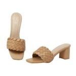 SHEYEL Women’s Block Heels with Braided Strap | 2.75 Inch Heel | Stylish Slip-On Open Toe Sandals for Girls - Image 7