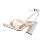 SHEYEL Women's White Strappy Block Heel Sandals | 3.5-Inch Heels | Open-Toe Slip-On Design | Party, Office & Casual Wear - Image 4