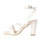 SHEYEL Women's White Strappy Block Heel Sandals | 3.5-Inch Heels | Open-Toe Slip-On Design | Party, Office & Casual Wear - Image 5