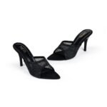 SHEYEL Women's Black Mesh Stiletto Heels | Embellished Stilettos Sandals | Slip On High Heel Sandals with Crystal Mesh Design | 3.5 Inches Heel - Image 6
