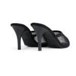 SHEYEL Women's Black Mesh Stiletto Heels | Embellished Stilettos Sandals | Slip On High Heel Sandals with Crystal Mesh Design | 3.5 Inches Heel - Image 5