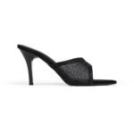 SHEYEL Women's Black Mesh Stiletto Heels | Embellished Stilettos Sandals | Slip On High Heel Sandals with Crystal Mesh Design | 3.5 Inches Heel - Image 4