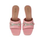 SHEYEL Women's Peach Crystal Mules – 2.75" Clear Block Heels - Image 5