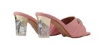 SHEYEL Women's Peach Crystal Mules – 2.75" Clear Block Heels - Image 4