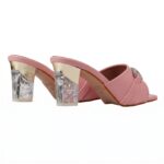 SHEYEL Women's Peach Crystal Mules – 2.75" Clear Block Heels - Image 6
