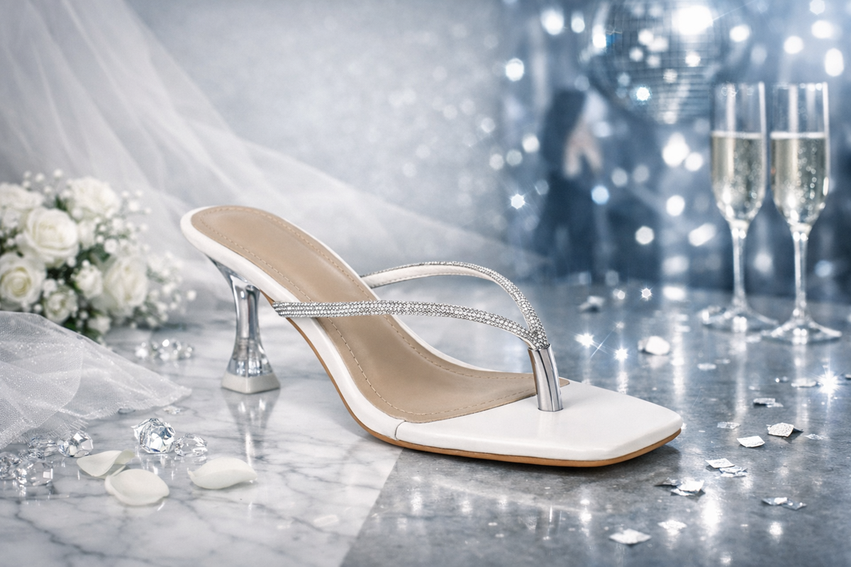 White Rhinestone Stiletto Heels