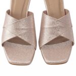 Peach Metallic Clear Heel Sandals – Slip-On Mules - Image 4
